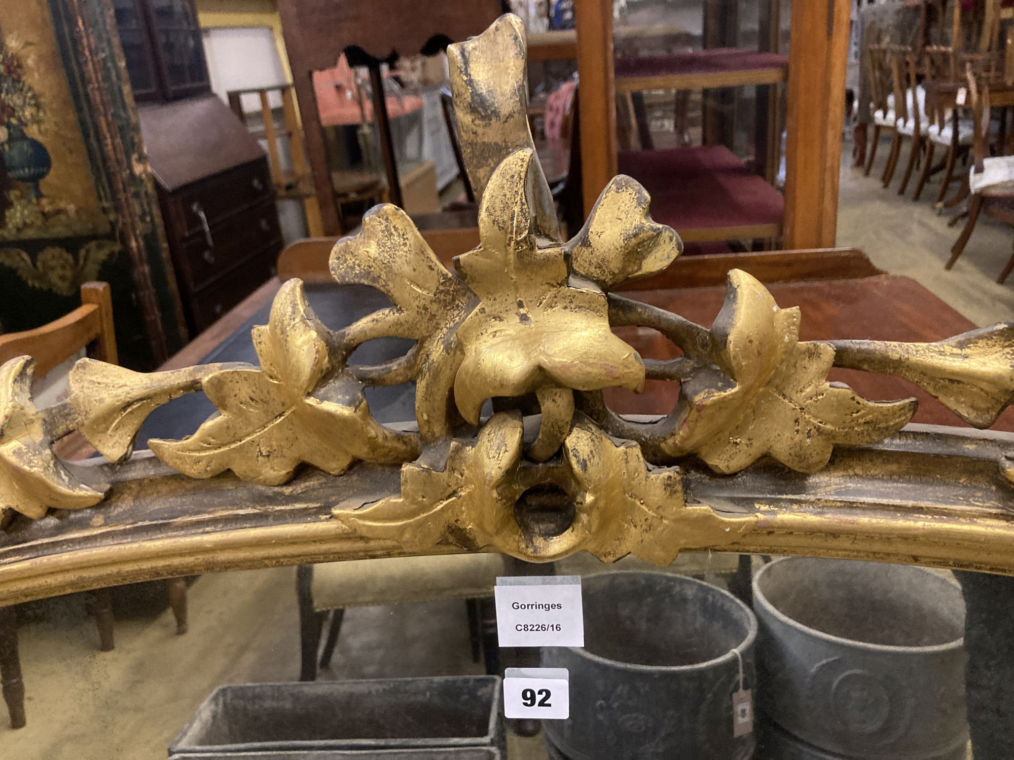 A Victorian gilt carved wood overmantel mirror, width 110cm, height 117cm